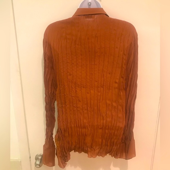 DRESS-U-II-BY SHARON JABOT POET BLOUSE RUST VINTAGE HOBO 2X - Picture 7 of 12